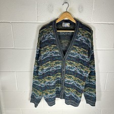 Vintage Missoni Sport Cardigan Mens Extra Large Blue Wool Made In Italy Cosby*
