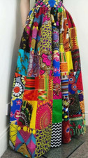 PATCHWORK Maxi/Full-Length African Printed Skirt 100% Wax Cotton Handmade UK