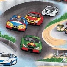 Race Car Track Fabric Cotton