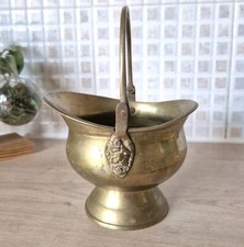 Vintage Small Brass Bucket/Coal Bucket Scuttle with Swinging Handle Farmhouse