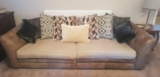 Sofology Paloma 4 Seater + 2 Seater Sofa Set Sandstone Fabric with Cushions