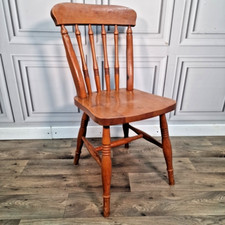 Antique Victorian Rustic Style Farmhouse Chair Country Solid Wooden Lath Back