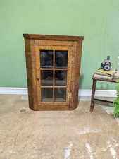 Vintage Wall Corner Display Cabinet English Oak Cupboard Glass Bespoke 