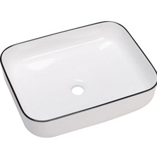 Rectangular Ceramic Countertop Basin Wash Sink with Drain