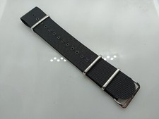 New Zuludiver 24mm Nylon Polished Hardware Black Military Watch Strap XM69