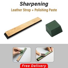 Leather Strop for Blade/Knife Sharpener with Polishing Buffing Compound Paste