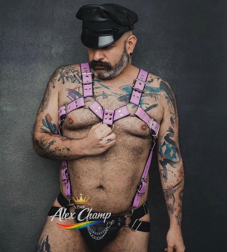 Gay leather harness chest - harness,