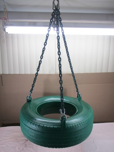 Large green plastic tire swing - large,