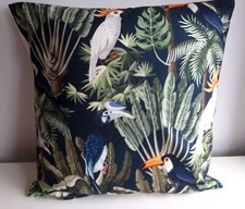 New cushion cover tropical bird parrot jungle palm leaves print 45x45cm