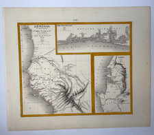SENEGAL GABON 1880 ABEL PILON ANTIQUE ENGRAVED MAP 19TH CENTURY