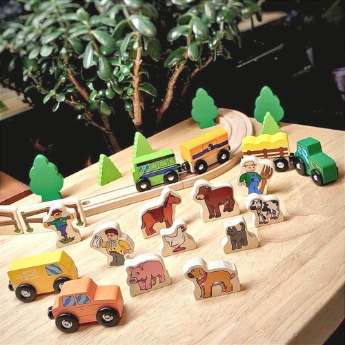 Wooden farm train set - wooden,