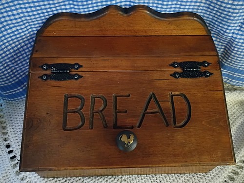 Vtg solid wood breadbox 70s - vtg,