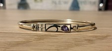 9CT SOLID YELLOW GOLD AMETHYST CHARLES RENNIE MACKINTOSH DESIGN BRACELET/BANGLE*