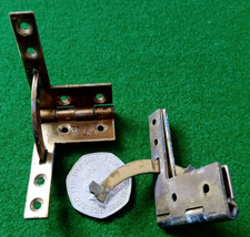 Small Pair of Brass 90 Degree Restricted / Restrictor Hinges for Box Lid / Flap