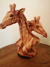 Large Resin Wood Effect Figure Giraffe & Her Calf, Lovely. Boxed.
