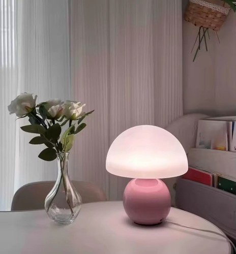 Cute pink mushroom - pink, lamp