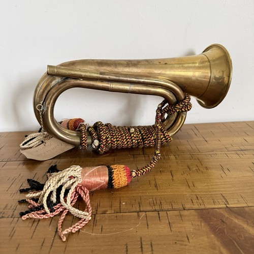 Brass military bugle black red - military,