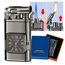 Luxury Creative Lighter 3D Pattern Quartz Watch Windproof Double Flame Lighter