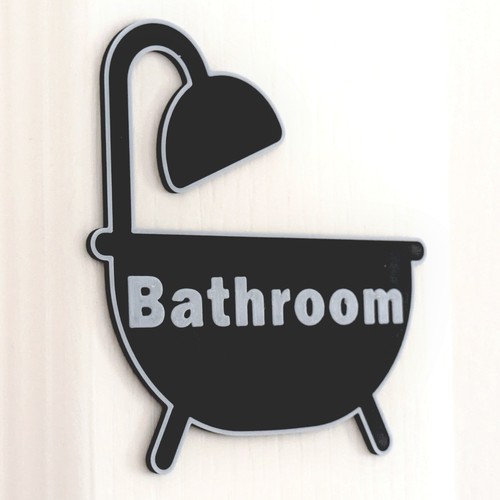 Bathroom door sign - bathroom, black