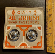 Giant All British Snap Fasteners. Vintage Snap Fasteners, Metal Press Studs