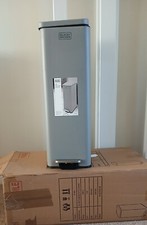 BLACK+DECKER 20L Grey Slimline Pedal Bin with Soft Close Lid, 