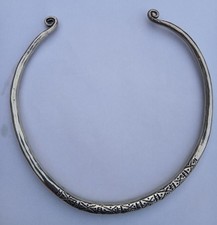 Silver Hammered Torque Collar Necklace 113 Grams.