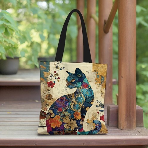Cat floral tote - tote, bag