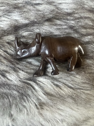 Hand carved wooden rhino - carved,
