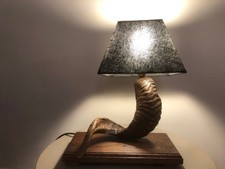 1950's Rams Horn Table, Desk or Side Lamp on Mahogany Base (newly rewired).