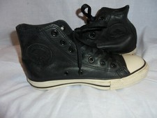 CONVERSE WOMEN SKULL BLACK LEATHER LACE UP ANKLE TRAINERS SIZE UK 5 EU 38 VGC