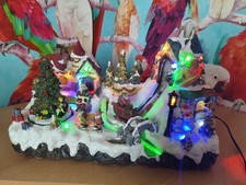 Homebase Fibre Optic Musical Christmas Scene Santa's Toy Factory Ceramic...