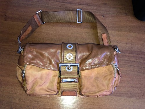 Prada brown nylon shoulder bag - prada,