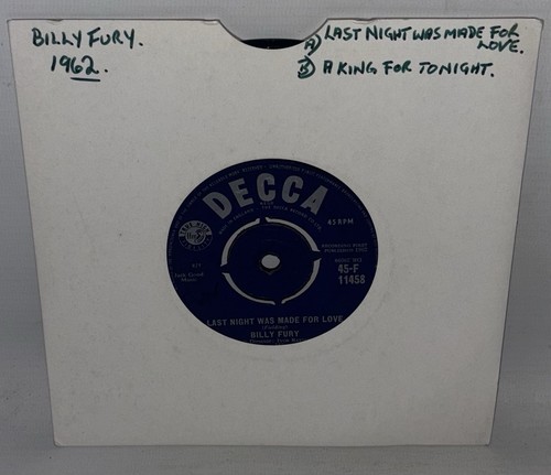 Billy fury last night was - fury, –