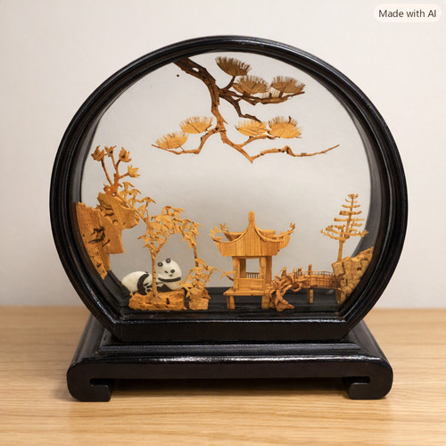 Vintage chinese carved cork - chinese,
