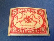 old match box top - two horse brand safety matches