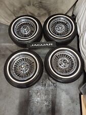  CHROME BOLT-ON JAGUAR DAIMLER WIRE WHEELS 15" WHITEBAND TYRES  NEW FITTINGS KIT
