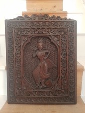 British India - Carved Wood Panel - 19th Century