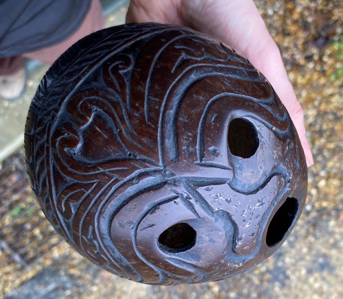 Antique carved coconut bugbear - antique,