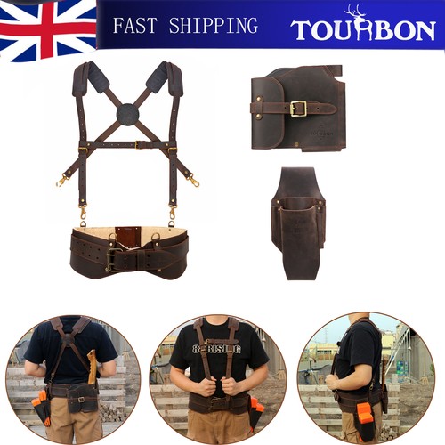 Tourbon leather suspenders - leather,