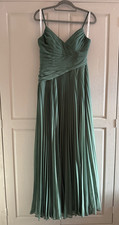 Azazie "Vini" Pleated Chiffon Bridesmaid Dress - Eucalyptus Green UK 10 / A6