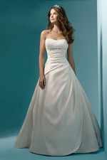 UK Stock Beading Satin Wedding Dress Size 8 10 12 14 16 18 20 22 Custom Made