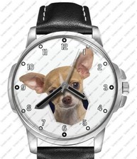 I Love My Chihuahua Pet Dog 3 Black Leather Strap Watch
