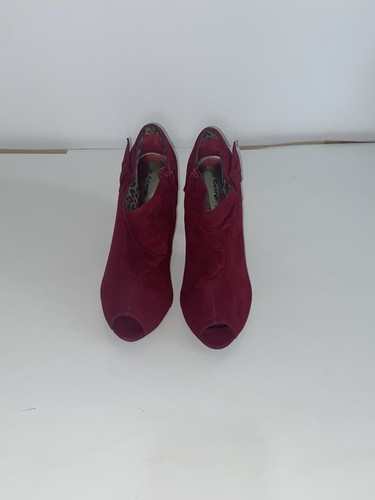 Burgundy suede peep - , ankle