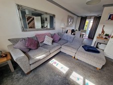 SCS Corner Sofa Light Grey with Matching Footstool