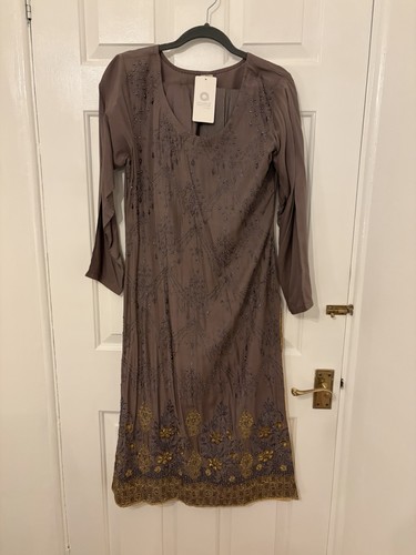 Grey shalwar kameez asian suit - kameez,