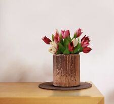 Serene Spaces Living Vintage Copper Ribbed Mercury Glass Vase