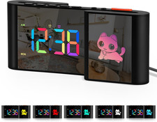 Alarm Clock,Alarm Clocks Bedside with Cute Cartoon,7.2''Large Mirror Clock,11 Co