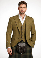 Men's olive green Tweed Argyle