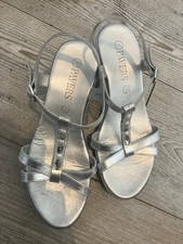PAVERS Ladies Silver Gem Strappy Sandals. Idea Evening Or Holiday Wear Size 5/38