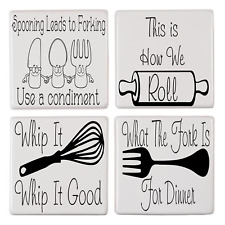 Kitchen Tile Transfer in a Pack of 4 Fun Quotes Ceramic Tile Stickers Great Fun